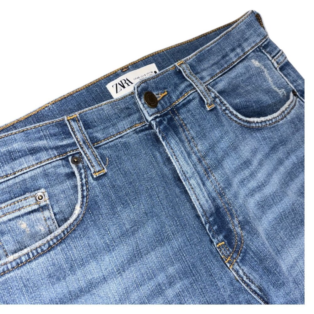 Zara Size 8 Distressed Raw Hem Denim Jeans - Picture 5 of 7